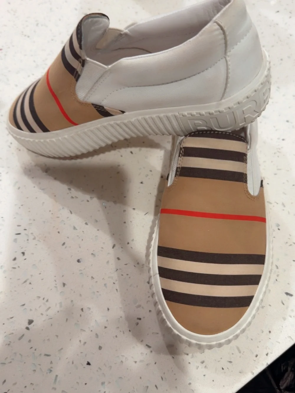 Burberry Kids Slip-On Sneakers in Beige, Black, Red